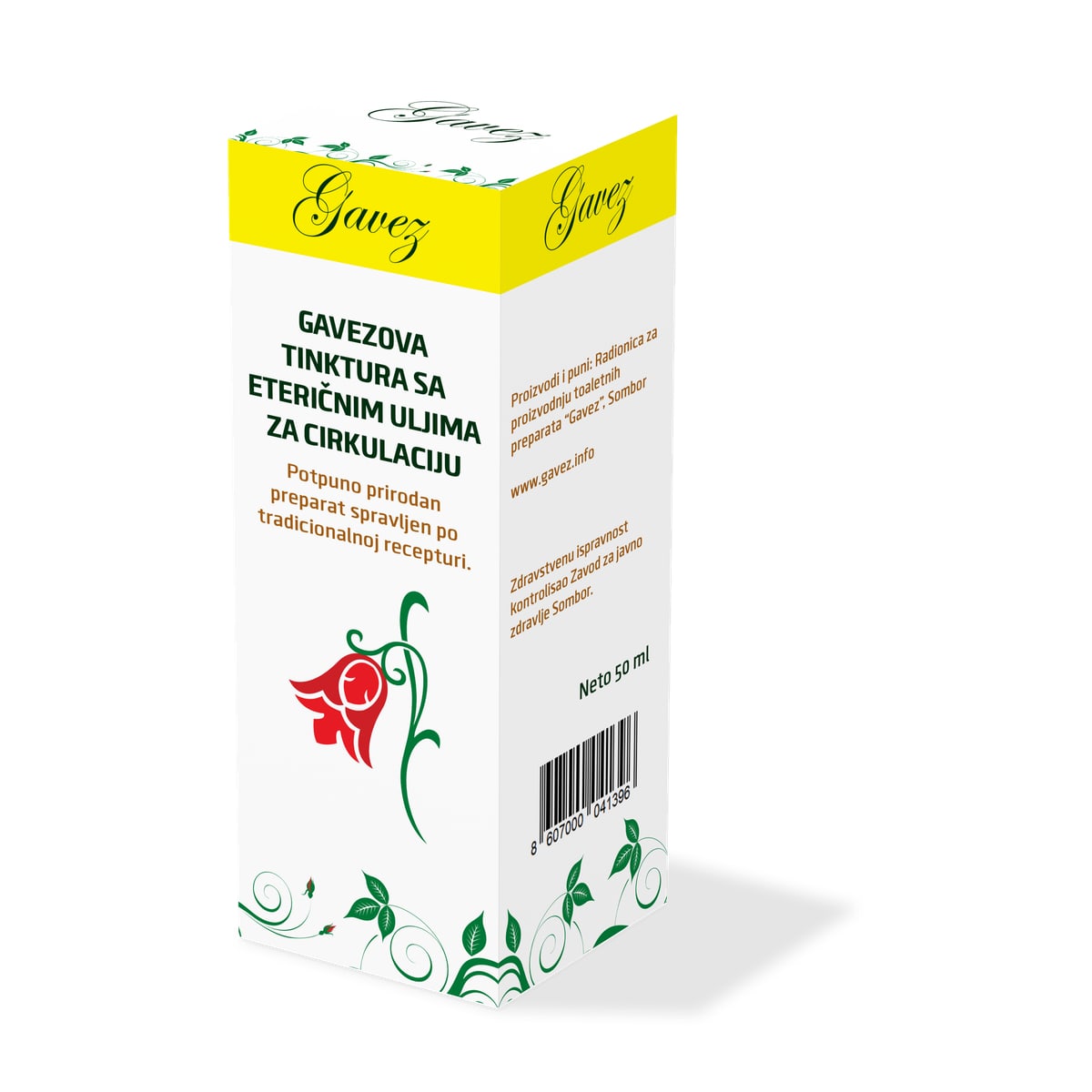 Gavezova tinktura sa eteričnim uljima za cirkulaciju, 50 ml — kutija preparata